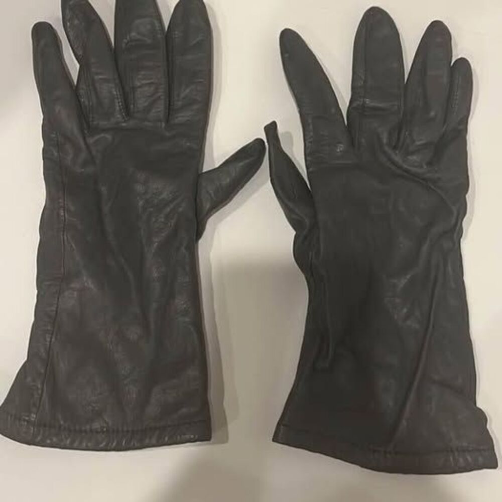 GREY VINTAGE LEATHER & CASHMERE GLOVE